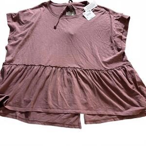 AMERICAN EAGLE Sunchaser Knit Babydoll Swing T-Shirt MAUVE SZ XLCottage Core NWT